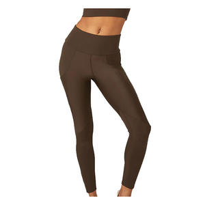 Pantalon de yoga avec logo personnalisé, vêtements de fitness de couleur unie, leggings de yoga de sport taille haute sans couture pour femmes - Product Image 1
