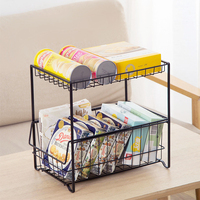 Étagère multifonctionnelle en fil métallique pour la maison Accessoires de cuisine 2 couches Tiroir pour épices, bouteilles et bocaux Rack pour évier Push Pull