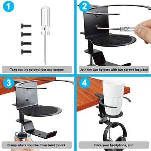 Soporte de Escritorio 2 en 1 Ajustable con Brazo Largo para Tazas y Bebidas, Gancho para Auriculares y Soporte para Teléfono, Ideal para Oficina, Hogar y Gaming - Product Image 4