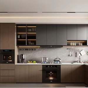 Armoires de cuisine italiennes sur mesure Balom, plan ouvert, finition mate, rangement dissimulé, éclairage LED, écologiques, ignifuges, garantie 5 ans et plus - Product Image 1