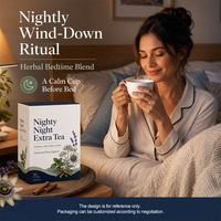 Tisane aux herbes Valériane, Passiflore et Mélisse, Nighty Night Extra, pour le sommeil et la relaxation, sans caféine
