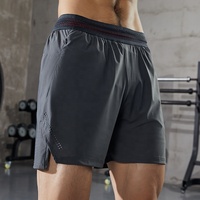 76% Nylon 24% Spandex Sport Shorts Poche zippée Hommes 2 en 1 Slip latéral Hommes Shorts Ceinture élastique sans cordon de serrage