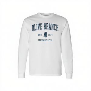 T-shirt a maniche lunghe con stampa Olive Branch Mississippi Vintage Sports Navy - Product Image 2