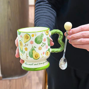 Taza de cerámica Zuo Mu con diseño de limón, resistente al calor, para café, té, regalo, uso en oficina, 12oz - Product Image 2