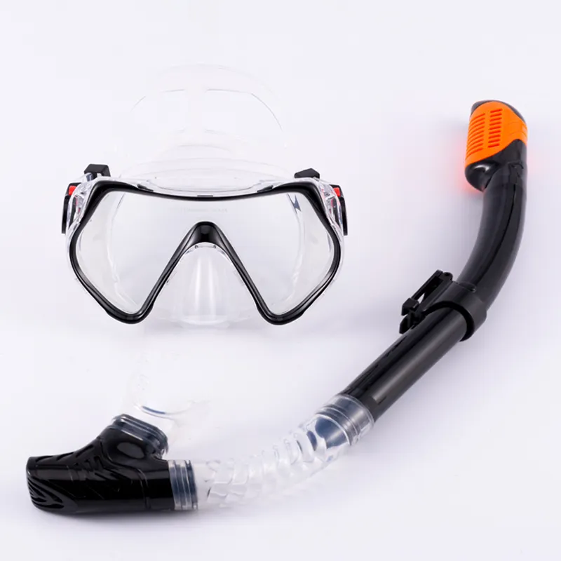 Sinodiving Snorkel Set Anti Fog and Anti Leak Tempered Glass, Panoramic View Scuba Diving Mask