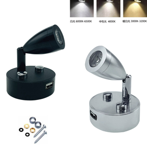 12V Cảm Biến Cảm Ứng <span class=keywords><strong>LED</strong></span> Tường Đèn Đen Bạc 12V 24V 3 Wát <span class=keywords><strong>RV</strong></span> Spotlight USB Motorhome CaravanLED Bóng Đèn - Product Image 3