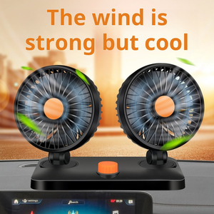 מאוורר רכב מתקפל כפול ראש <span class=keywords><strong>12V</strong></span>/24V/מתח מלא תואם למצת סיגריות מופעל על ידי מאוורר מיני מתכוונן מסתובב לרכב - Product Image 2