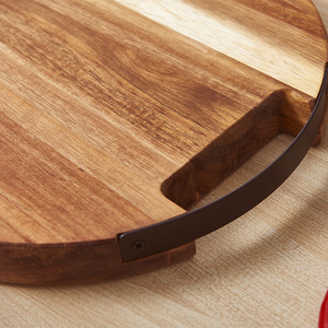 Tabla de cortar de madera de acacia, tabla de cortar para cocina, tabla de cortar redonda de madera maciza, para cortar carne, para cortar huesos - Product Image 2