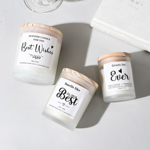 Bougie parfumée à la soja, bougies naturelles et biologiques pour la maison, parfumées, avec un verre givré épais et un couvercle en bois de bambou, longue durée - Product Image 2