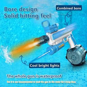 Pistolet à eau électrique transparent personnalisé en gros lumière éblouissante chambre arrière silence jeu d'eau jouet garçon jeu de tir - Product Image 3