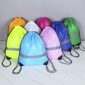 Sac à dos à cordon avec bande réfléchissante, sacs à cordon en vrac pour l'école, le yoga, le sport, la gym, les voyages - Product Image 3