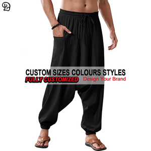 남성 캐주얼 드롭 크로치 팬츠, 신축성 있는 허리끈, 루즈핏 하렘 바지, 가볍고 통기성 좋은 여름 비치 요가 여행 바지 - Product Image 5