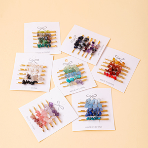 Juego <span class=keywords><strong>de</strong></span> Horquillas con Cristales Naturales al por Mayor, Accesorios para el Cabello Frescos y Delicados para Mujeres y Niñas, Regalo para Fiestas - Product Image 6