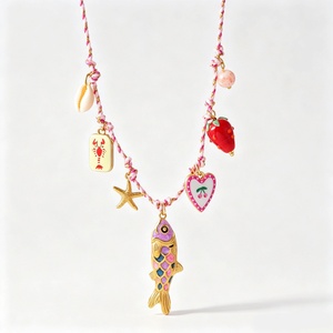 Collar de Cuerda Trenzada Asu Boho Chic con Dijes de Pez, Estrella de Mar y Ojo Religioso - Joyería de Playa de Verano para Mujer - Product Image 6