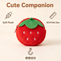 Porte-monnaie en peluche mignon en forme de fruit, porte-clés, mini sac à fermeture éclair de 8 cm pour écouteurs, pochette de rangement Kawaii pour filles et enfants