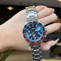 Jam Tangan Kronograf Quartz Valerius Mens 5BAR Tahan Air Dial Bulat Gelang Baja Tahan Karat