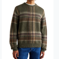 Pull en tricot à col rond classique pour homme, à rayures jacquard, manches longues, décontracté