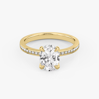 Bague de fiançailles en or massif 10K/14K/18K avec diamant de laboratoire ovale de 0,5 à 3 carats, sertie pavé sur mesure, certifiée IGI, clarté VVS, CVD/HPHT