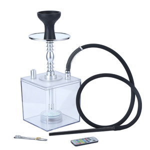 Großhandel Bestseller Acryl-Würfel-Shisha Tragbare Quadratische Shisha mit Zubehör Shisha LED-Licht Hookah - Product Image 1