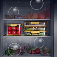 Bac de Rangement Empilable en Plastique PET Transparent pour Cuisine, Tiroir de Réfrigérateur et Organiseur de Frigo