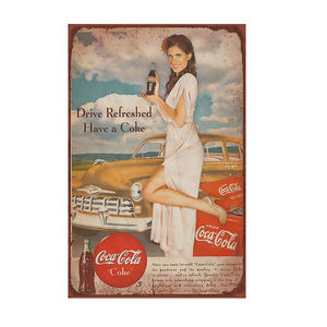 لوحات عتيقة بطباعة قديمة, لوحات عتيقة معدنية بعلامة كولا ، حرف يدوية ، فن حائطي ، تصلح للحانة والكافيهات - Product Image 1