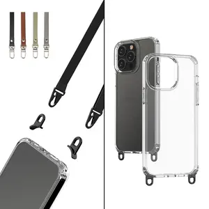 Detachable Lanyard Phone Case Clear Acrylic PC Mobile Case Anti Yellowing Shockproof For Iphone 15 Pro Max