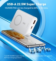 Banque d'alimentation LDNIO PQ16 10000mah 22.5W avec écran numérique, couleur blanche, charge rapide sans fil magnétique 15W