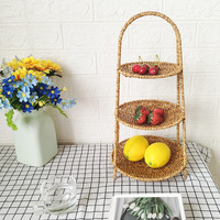 Handgemaakte 2/3-laags plastic gevlochten fruitmand, snack-opbergbak, decoratie voor thuis en restaurant, snoep-serviesplateau