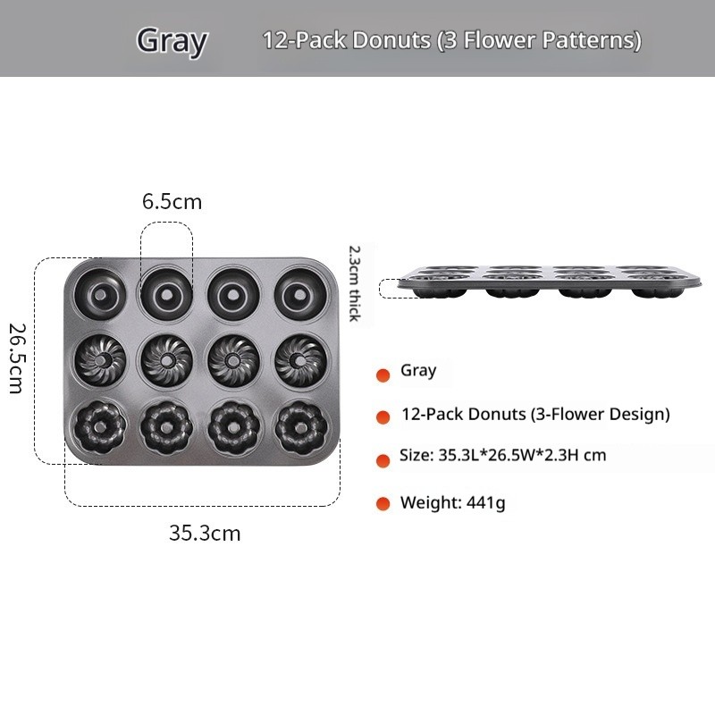 Gray-12 donuts (3 flowers)
