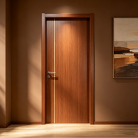 Porte intérieure en bois massif couleur noyer minimaliste, porte en bois à panneau plat de luxe, insonorisée, résistante à l'humidité, pour villa, hôtel