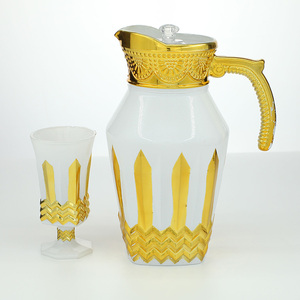 Juego de Vasos de Vidrio Dorado con Blanco al por Mayor, Juego de Jarra y Vasos con Tapa - Product Image 3