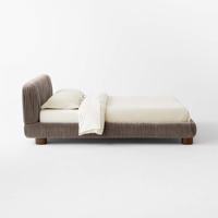 Lit moderne de haute qualité, meuble avec cadre en bois massif, lit queen size