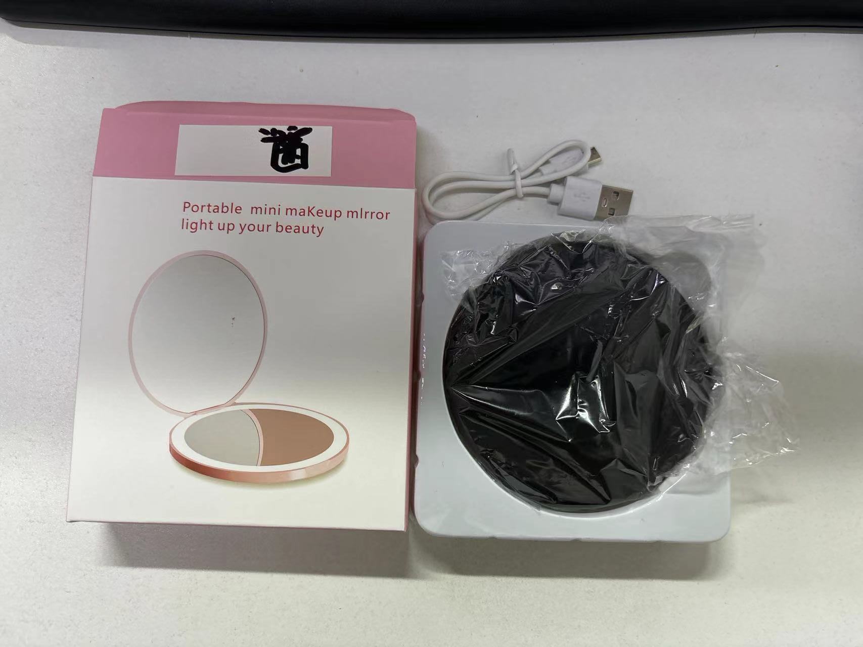 Small Mini Cosmetic Mirror with LED Light - Portable & Customizable