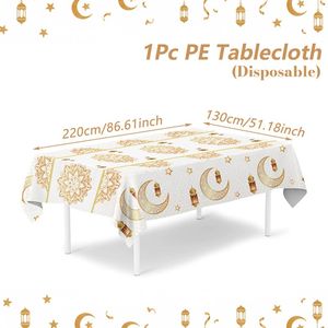 Nappe <span class=keywords><strong>de</strong></span> table Ramadan 2026, nappe en <span class=keywords><strong>film</strong></span> PE blanc, chemin <span class=keywords><strong>de</strong></span> table Eid, couvre-table musulman et Eid, décorations <span class=keywords><strong>de</strong></span> table Ramadan, Eid - Product Image 5