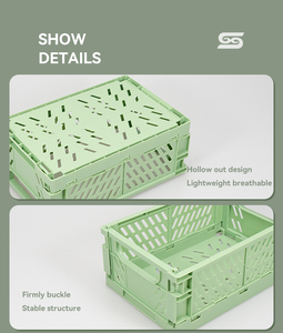 Contenedor de almacenamiento plegable <span class=keywords><strong>Rectangular</strong></span> personalizado de fábrica de China con cesta de plástico plegable con asa para aperitivos y libros - Product Image 5