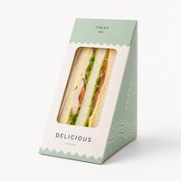 Boîte à sandwich en papier avec fenêtre, boîte d'emballage alimentaire personnalisée pour boulangerie, café, à emporter