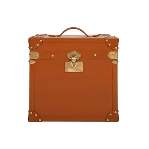 Màu Đỏ Chính Hãng Đa Chức Năng Sang Trọng Vuông Lưu Trữ Lớn Trang Trí Thân Cây PU Da Rượu Vang Hộp Quà Tặng - Product Image 1