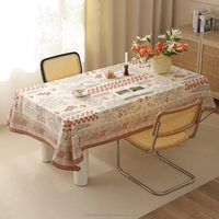 Nappe rectangulaire florale, couverture de table imprimée florale de saison lavable vintage élégante rose pour le décor de dîner de pique-nique de fête