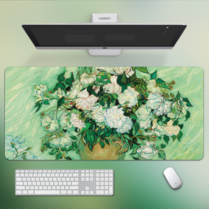 Van Gogh grand tapis de souris vert fleur peinture tapis de bureau pour jeu PC ordinateur caoutchouc bord de verrouillage pour CS GO LOL saint valentin - Product Image 2