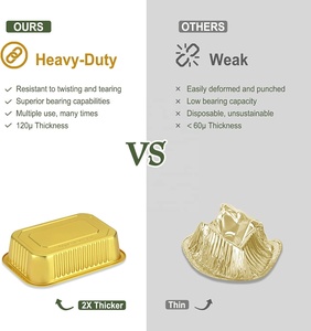 500ml hình chữ nhật nhôm lá khay Takeaway takeout container kim loại bao bì cho thức ăn nhanh Hộp bao bì bánh nhà hàng OEM - Product Image 2