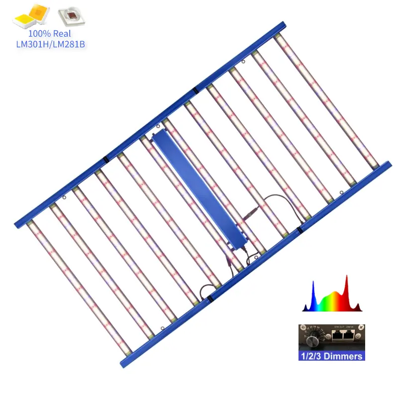 Dalam ruangan 8ft 2.4m ZEUS 1200W lipat tiga tinggi PPFD 2.8 umol/j led tumbuh cahaya untuk tanaman komersial