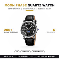 Montre à quartz pour homme SKMEI 9438, montre de luxe avec échelle romaine, phase lunaire, bracelet en cuir imperméable, montre de haute qualité