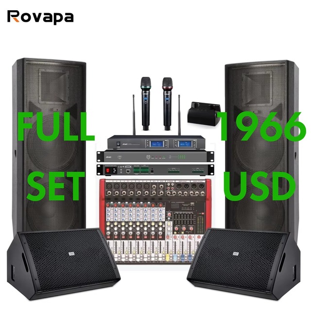 Professional Dual 15 Inch Stage Wedding DJ Meeting Hall Return Speaker High Performance Sound System Vertical Speakers