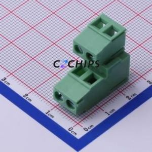 DB128A-5.0-2*2P-GN-S Screw Terminal Block Through hole Component (THT),P=5mm Connector 2x2P 5mm Green Through Hole - Product Image 1