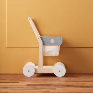 รถเข็นไม้จำลองสำหรับเด็กรถเข็นช็อปปิ้งของเล่นแบบถือด้วยมือเล็กๆรถเข็นซื้อของในบ้านซูเปอร์มาร์เก็ตสำหรับเด็ก - Product Image 3