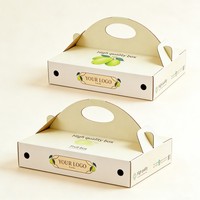 Boîte en carton ondulé personnalisée pour fruits frais avec impression CMYK, emballage cadeau, emballage recyclable, boîtes pour pommes, dattes, poires avec poignée