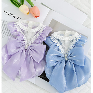 Venta al por mayor de fábrica OEM ODM: Ropa de falda de encaje con perlas y diamantes de imitación de alta calidad para gatos, ideal para boutiques de marcas de moda. - Product Image 2