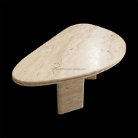 Console/Table d'appoint Dougbuild en marbre naturel beige, moderne, écologique et luxueuse, pour appartement, fabriquée sur commande