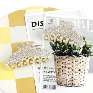 Pinces à cheveux en acétate CANYUAN, mode, entièrement serties de diamants, pour cheveux longs, accessoires pour cheveux couleur champagne pour femmes, logo personnalisé, vente en gros - Product Image 1