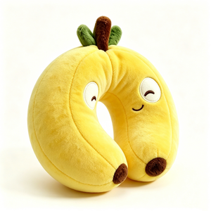 Almohada de felpa en forma de plátano de doble cabeza, personalizada y adorable, soporte suave para el cuello en forma de plátano amarillo para viajes en avión y coche. - Product Image 2